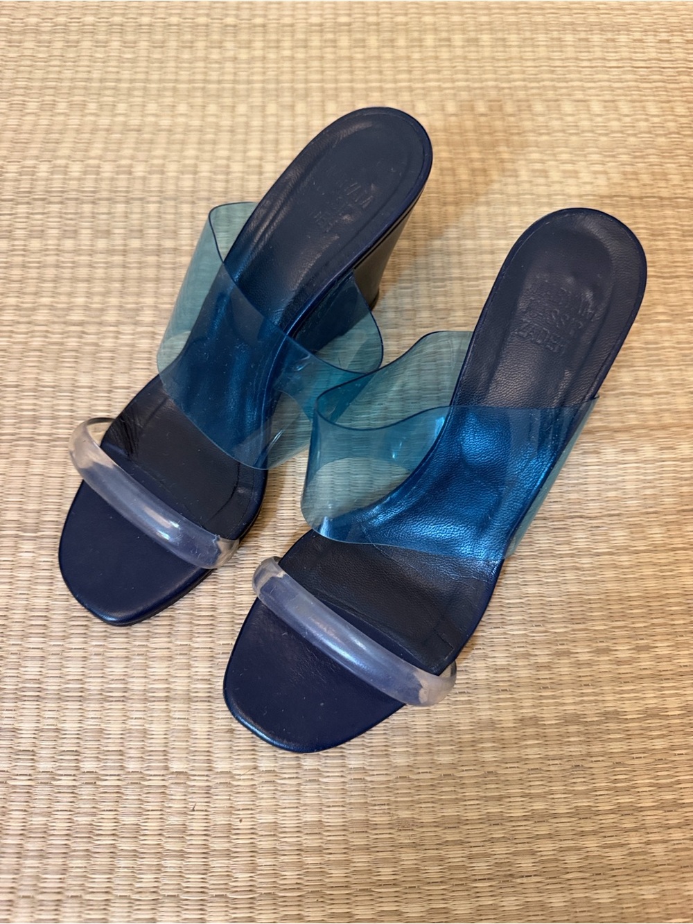 Maryam Nassir Zadeh Clear Strap Blue Wedge Sandals